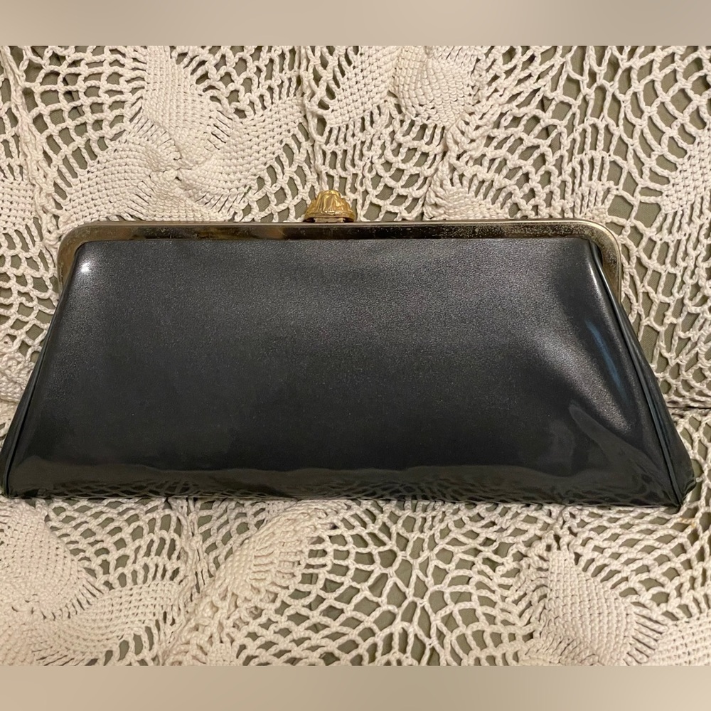 Vintage Lady’s Vinyl Clutch, Gray